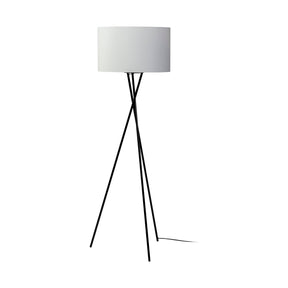 Ambrose Black Metal W/White Fabric Shade Floor Lamp by Mercana at Eve Furniture