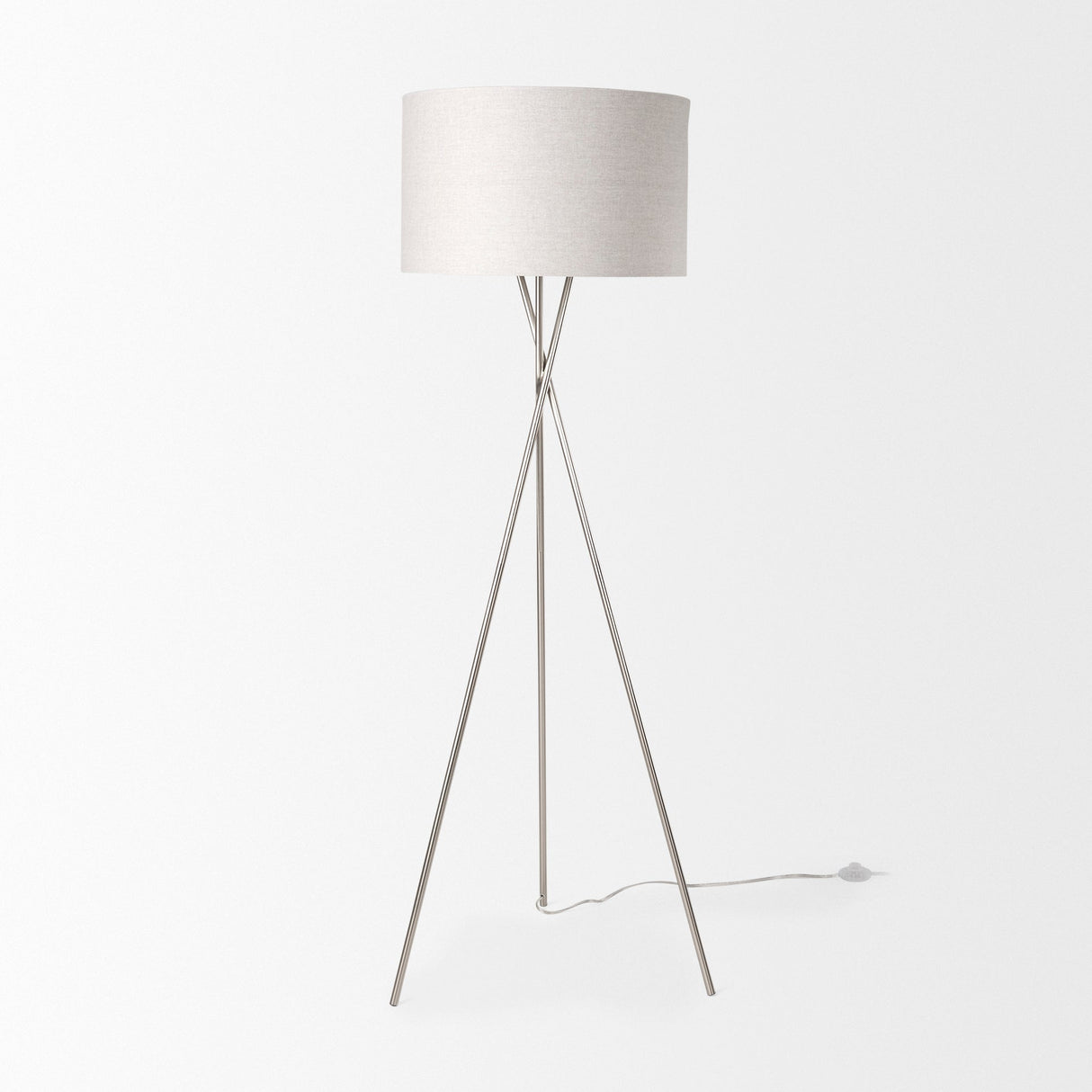 Ambrose Silver Metal W/Beige Fabric Shade Floor Lamp by Mercana at Eve Furniture
