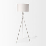 Ambrose Silver Metal W/Beige Fabric Shade Floor Lamp by Mercana at Eve Furniture