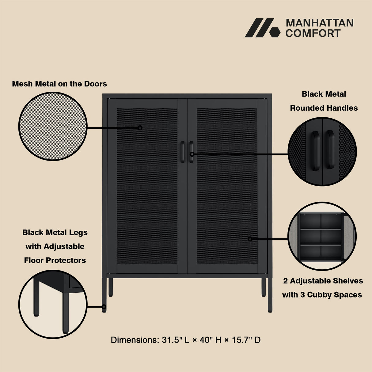 Amelia 31.5" Accent Cabinet in Black by Manhattan Comfort at Eve Furniture