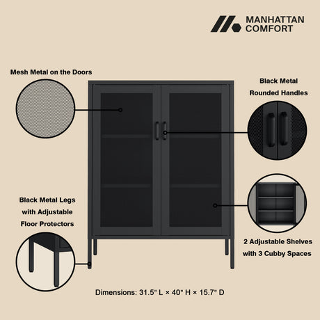Amelia 31.5" Accent Cabinet in Black by Manhattan Comfort at Eve Furniture