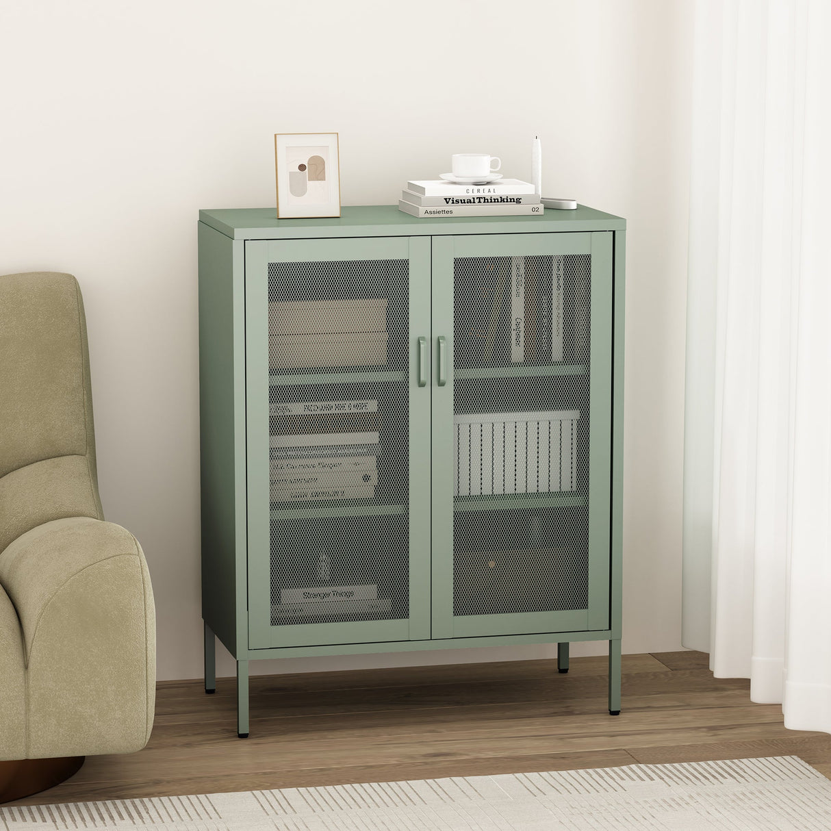Amelia 31.5" Accent Cabinet in Green by Manhattan Comfort at Eve Furniture