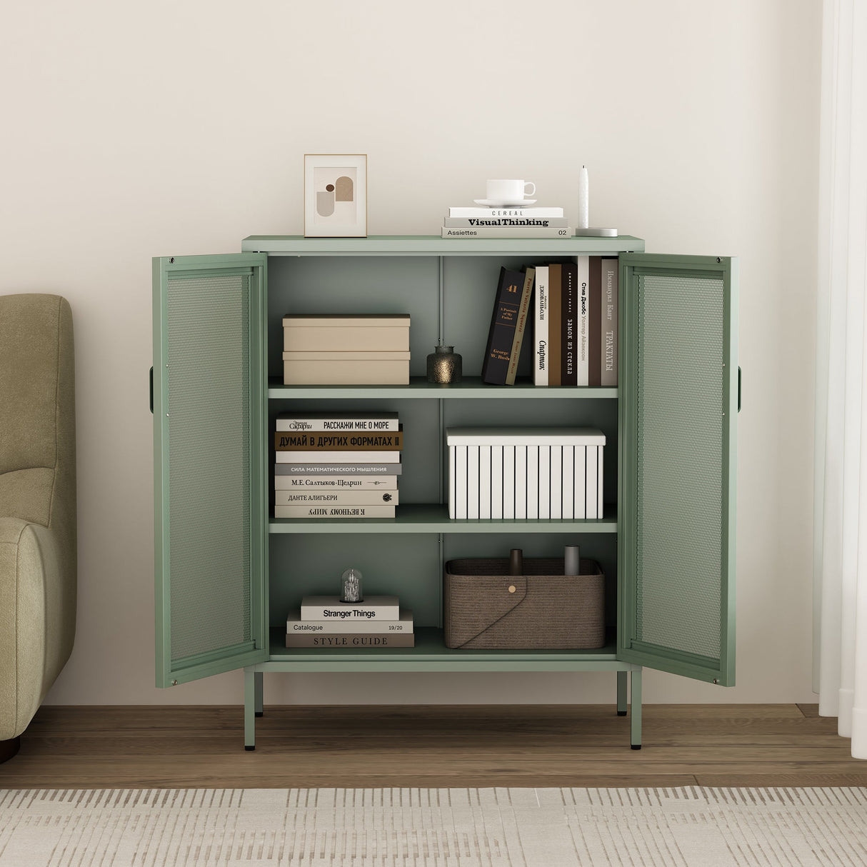 Amelia 31.5" Accent Cabinet in Green by Manhattan Comfort at Eve Furniture
