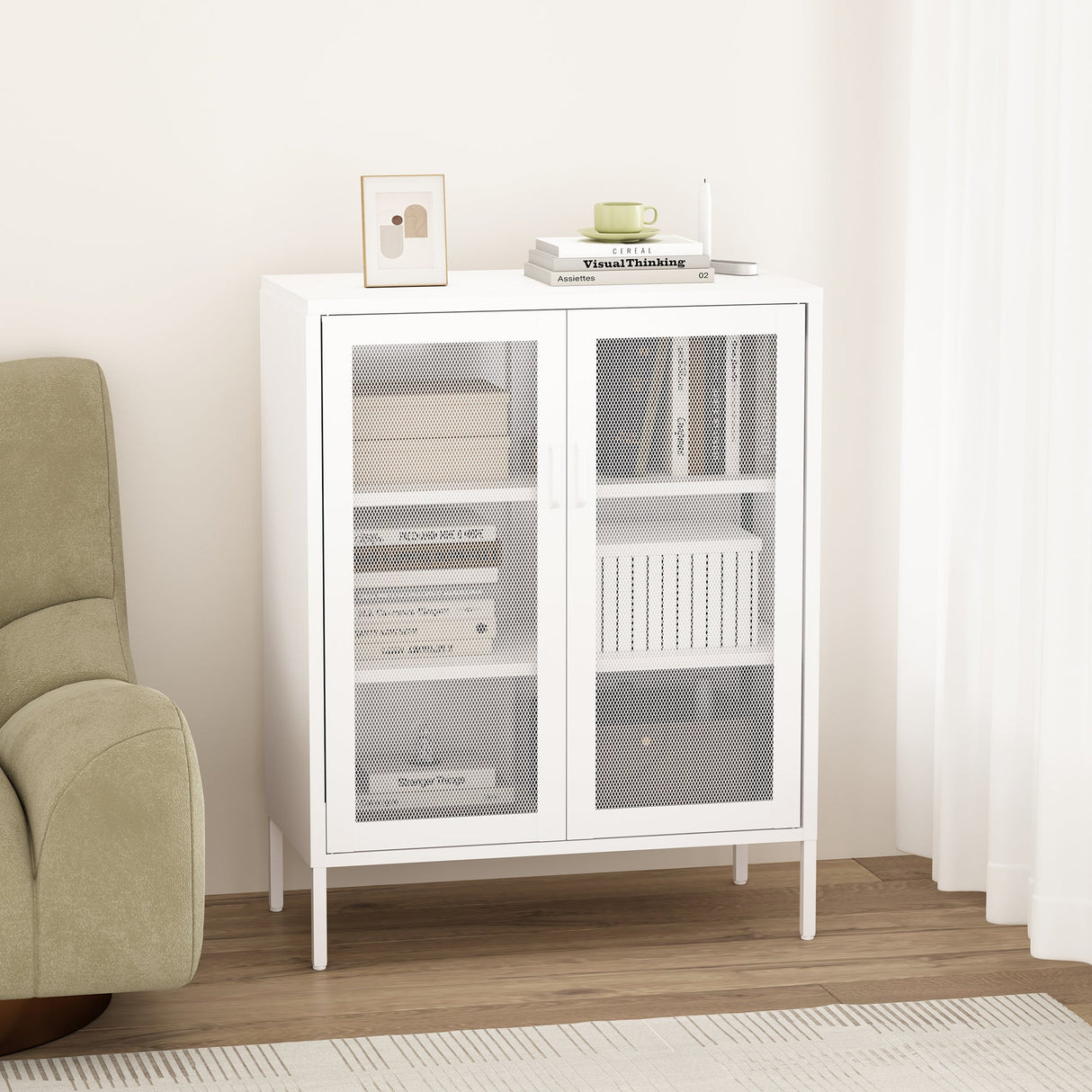 Amelia 31.5" Accent Cabinet in White by Manhattan Comfort at Eve Furniture