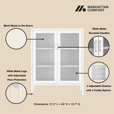 Amelia 31.5" Accent Cabinet in White by Manhattan Comfort at Eve Furniture