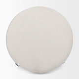Amelia 35.8L x 35.8W x 17.5H Cream Boucle W/Black Metal Upholstered Ottoman by Mercana at Eve Furniture