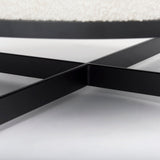 Amelia 35.8L x 35.8W x 17.5H Cream Boucle W/Black Metal Upholstered Ottoman by Mercana at Eve Furniture