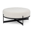 Amelia 35.8L x 35.8W x 17.5H Cream Boucle W/Black Metal Upholstered Ottoman by Mercana at Eve Furniture