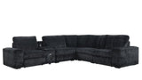 Amelia Black Power Reclining Sectional (w/ Bluetooth Speakers) by Happy Homes at Eve Furniture