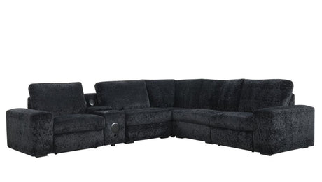 Amelia Black Power Reclining Sectional (w/ Bluetooth Speakers) by Happy Homes at Eve Furniture