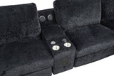 Amelia Black Power Reclining Sectional (w/ Bluetooth Speakers) by Happy Homes at Eve Furniture