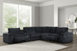 Amelia Black Power Reclining Sectional (w/ Bluetooth Speakers) by Happy Homes at Eve Furniture