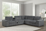 Amelia Charcoal Power Reclining Sectional (w/ Bluetooth Speakers) by Happy Homes at Eve Furniture