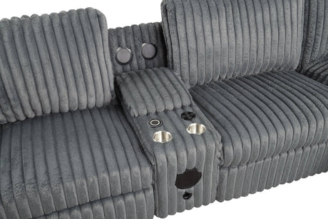 Amelia Charcoal Power Reclining Sectional (w/ Bluetooth Speakers) by Happy Homes at Eve Furniture