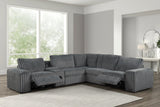 Amelia Charcoal Power Reclining Sectional (w/ Bluetooth Speakers) by Happy Homes at Eve Furniture
