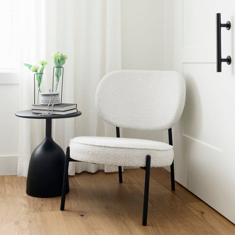 Amelia Cream Boucle W/Black Metal Upholstered Accent Chair by Mercana at Eve Furniture