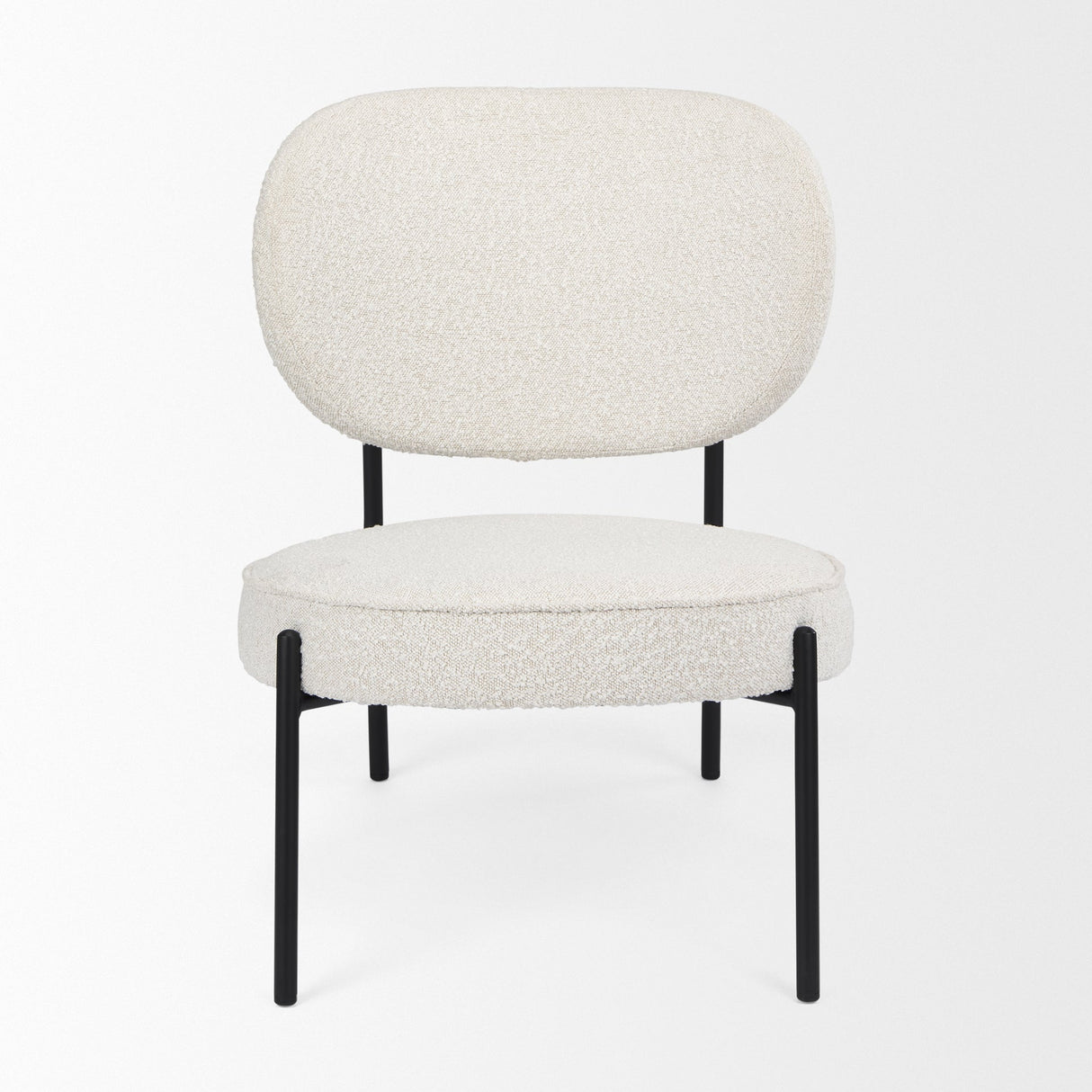 Amelia Cream Boucle W/Black Metal Upholstered Accent Chair by Mercana at Eve Furniture