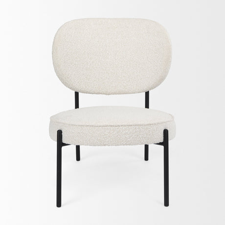 Amelia Cream Boucle W/Black Metal Upholstered Accent Chair by Mercana at Eve Furniture