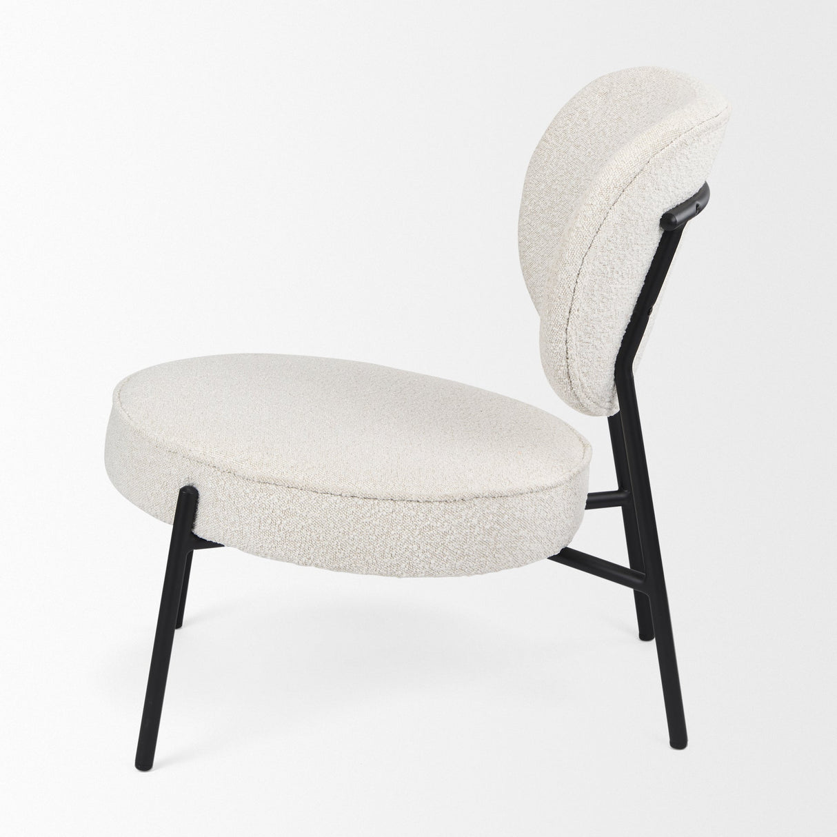 Amelia Cream Boucle W/Black Metal Upholstered Accent Chair by Mercana at Eve Furniture