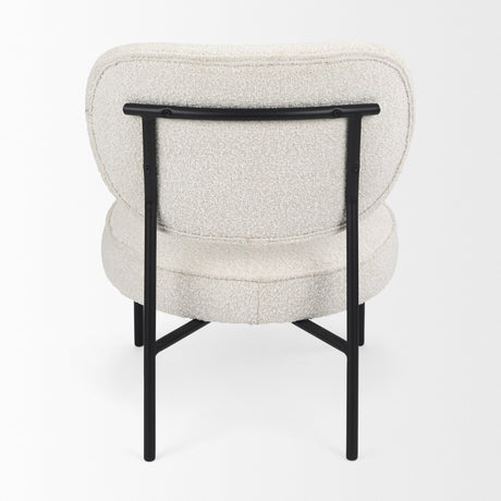 Amelia Cream Boucle W/Black Metal Upholstered Accent Chair by Mercana at Eve Furniture