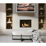 Amelia Cream Boucle W/Black Metal Upholstered Bench by Mercana at Eve Furniture
