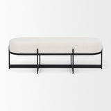 Amelia Cream Boucle W/Black Metal Upholstered Bench by Mercana at Eve Furniture