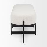 Amelia Cream Boucle W/Black Metal Upholstered Bench by Mercana at Eve Furniture