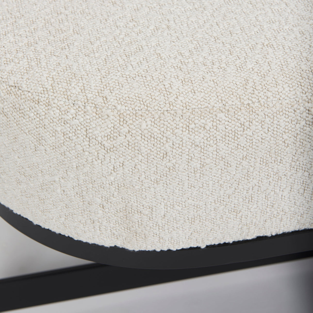 Amelia Cream Boucle W/Black Metal Upholstered Bench by Mercana at Eve Furniture