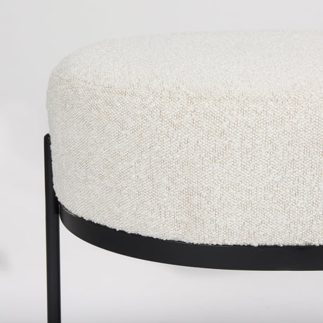 Amelia Cream Boucle W/Black Metal Upholstered Bench by Mercana at Eve Furniture