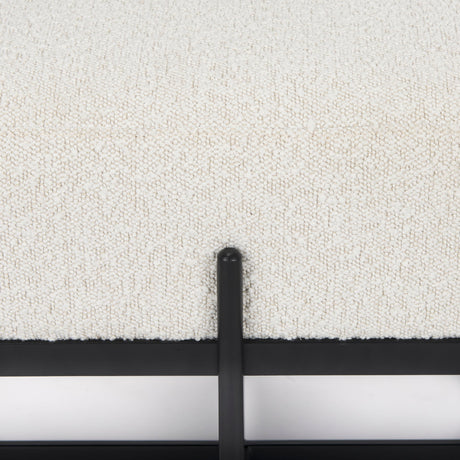 Amelia Cream Boucle W/Black Metal Upholstered Bench by Mercana at Eve Furniture