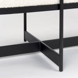 Amelia Cream Boucle W/Black Metal Upholstered Bench by Mercana at Eve Furniture