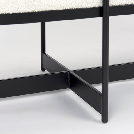 Amelia Cream Boucle W/Black Metal Upholstered Bench by Mercana at Eve Furniture
