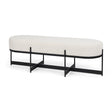 Amelia Cream Boucle W/Black Metal Upholstered Bench by Mercana at Eve Furniture