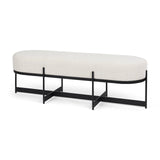 Amelia Cream Boucle W/Black Metal Upholstered Bench by Mercana at Eve Furniture