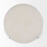 Amelia Cream Boucle W/Black Metal Upholstered Pouf by Mercana at Eve Furniture