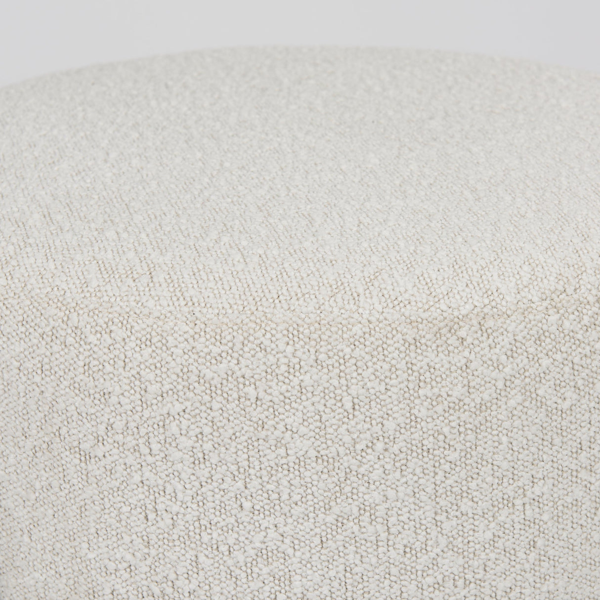 Amelia Cream Boucle W/Black Metal Upholstered Pouf by Mercana at Eve Furniture