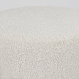Amelia Cream Boucle W/Black Metal Upholstered Pouf by Mercana at Eve Furniture