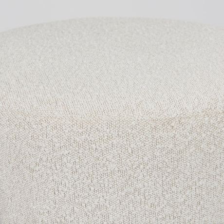 Amelia Cream Boucle W/Black Metal Upholstered Pouf by Mercana at Eve Furniture