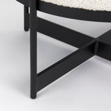 Amelia Cream Boucle W/Black Metal Upholstered Pouf by Mercana at Eve Furniture
