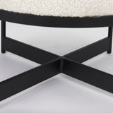 Amelia Cream Boucle W/Black Metal Upholstered Pouf by Mercana at Eve Furniture