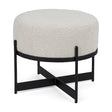 Amelia Cream Boucle W/Black Metal Upholstered Pouf by Mercana at Eve Furniture