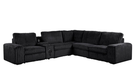 Amelia Onyx Power Reclining Sectional (w/ Bluetooth Speakers) by Happy Homes at Eve Furniture