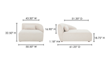 Amelia Right Arm Facing Chaise - Warm White by Moe's Home at Eve Furniture