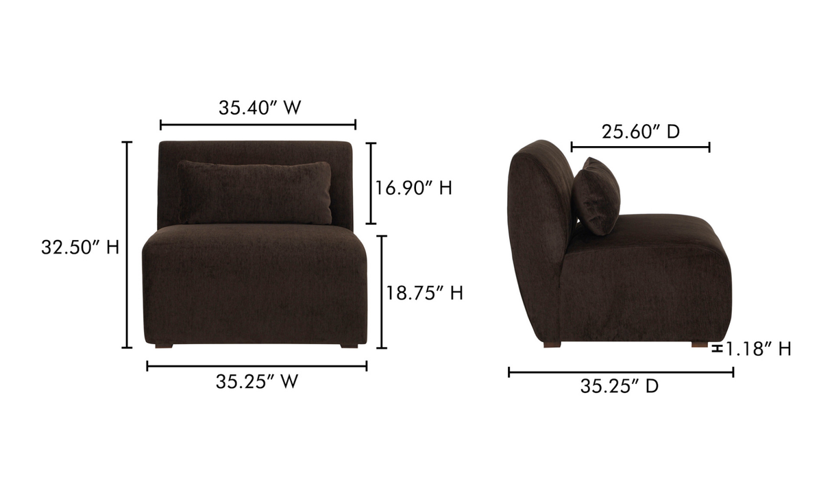 Amelia Slipper Chair - Espresso by Moe's Home at Eve Furniture