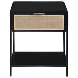 Amherst 1-drawer Radio Weave Rattan Metal Side Table Black