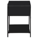 Amherst 1-drawer Radio Weave Rattan Metal Side Table Black