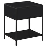 Amherst 1-drawer Radio Weave Rattan Metal Side Table Black