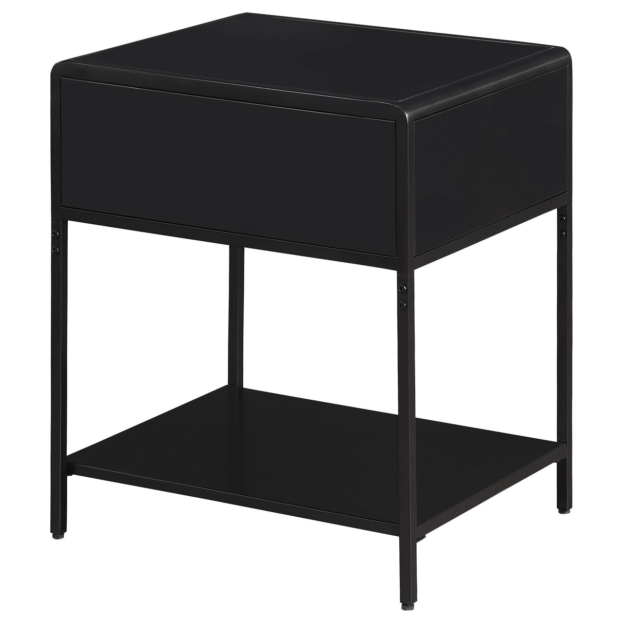 Amherst 1-drawer Radio Weave Rattan Metal Side Table Black