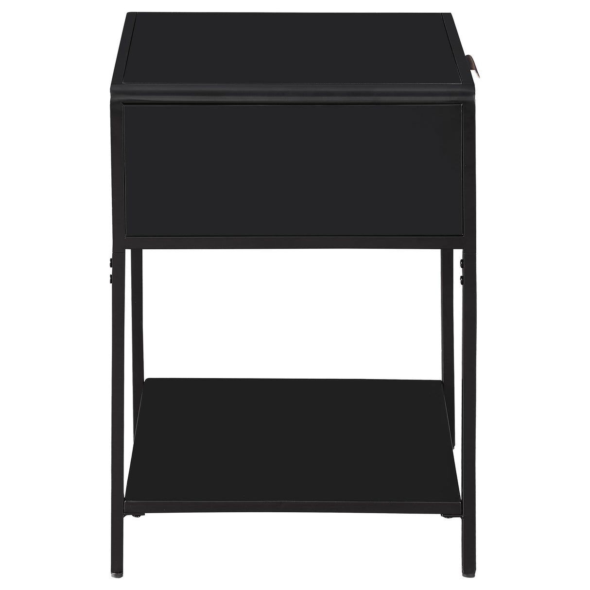 Amherst 1-drawer Radio Weave Rattan Metal Side Table Black