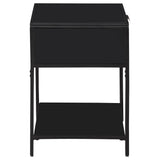 Amherst 1-drawer Radio Weave Rattan Metal Side Table Black